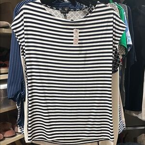 Talbots Classic Navy and White Striped Tee